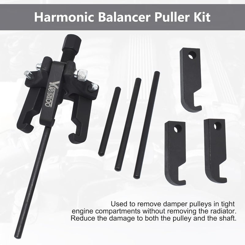 Yuesstloo Harmonic Balancer Damper Pulley Puller Kit, Compatible with Ford GM Chrysler Cadillac Chevy Trucks Mitsubishi, Adjustable Upgraded 3-Jaw Puller for Harmonic Damper & Balancer Removal - Image 2